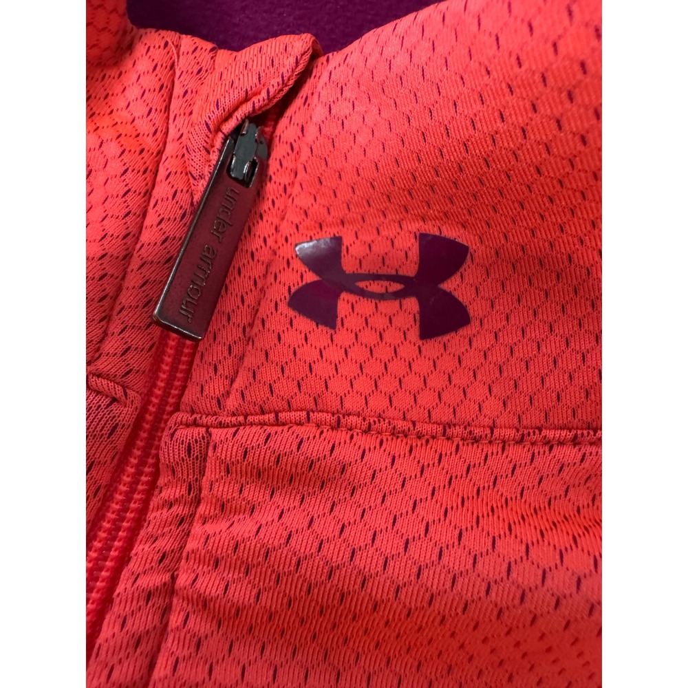 Under Armour Womens ColdGear 1/4 Zip Pullover Neon Pink Coral Medium - Picture 2 of 9